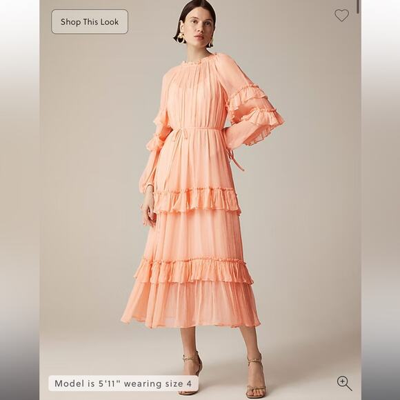 J. Crew Dresses & Skirts - J.Crew Tiered ruffle dress in chiffon Glowy Peach